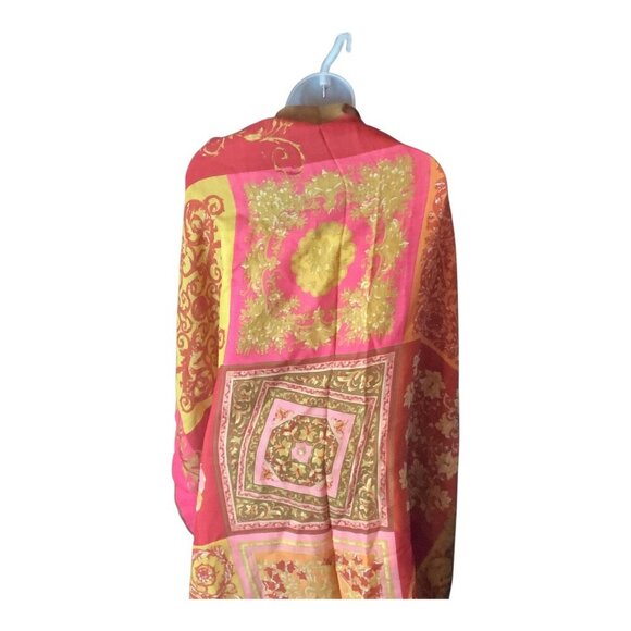 Square Scarf Wrap With Vibrant Ornamental Pattern Multicolor 90x90cm - Picture 6 of 7